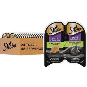 Sheba Perfect Portions Wet Cat Food Pate Roasted Turkey Entree, 2.6 oz. Twin-Pack Trays (24 Count, 48 Servings)
