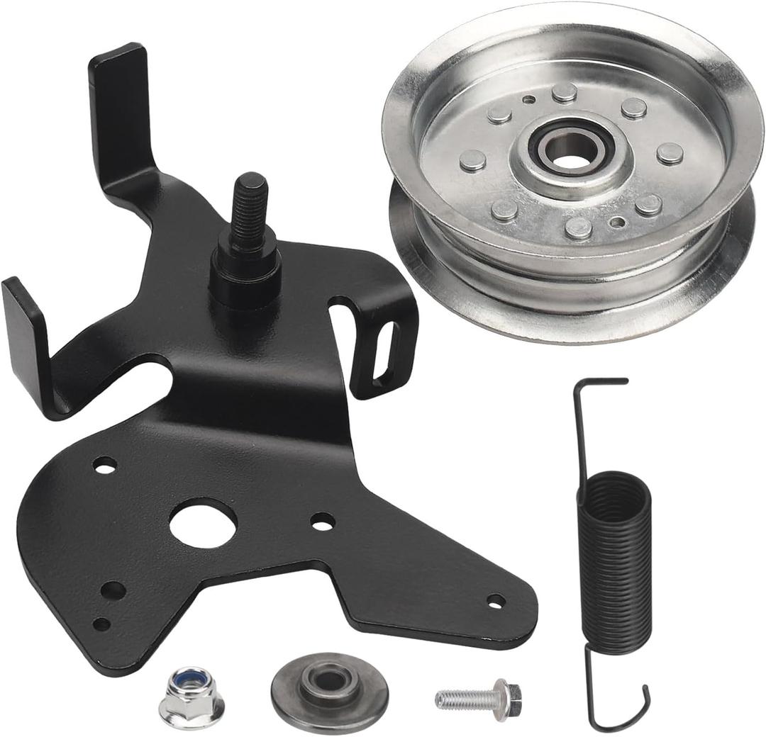 GY20986 Deck Drive Belt Idler Arm Plate Kit with 756-05034A Flat Idler Pulley Compatible with J-OHN Deere Lawn Tractors GY20986BLE GY20760BLE GY20629 34-109 280-242