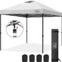 KAMPKEEPER One Person Setup 10x10 Pop up Canopy Tent, Instant Portable Canopy, One Push Outdoor Canopy with 3 Adjustable Heights, Wheeled Carry Bag, Bonus 8 Stakes and 4 Ropes(White)
