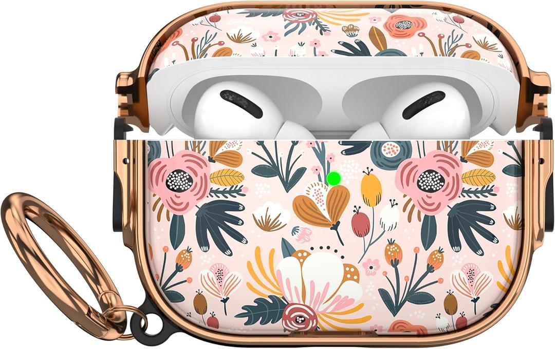 2 x Maxjoy for AirPods Pro 3rd Generation Case with Lock, Flower AirPods Pro 3 Case Lock Protective Hard Cute AirPod Pro 3 Cover for Women Men with Keychain for Airpod Pro 3rd Gen Cover 2025, Floral