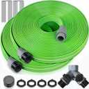 LAVEVE Heavy Duty Sprinkler Soaker Hose 50 FT, Flat Garden Hose with Holes, Efficient Flexible Irrigation Hose for Yard, Lawn and Garden, Includes Stakes (25FT x 2Pack)