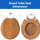 Wood Toilet Seat in Oak, Round, Soft Close, Magnetic Quick-Release for Easy Cleaning, Arch-Tite Never Loosens, Adjustable Fit