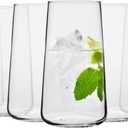 Krosno Water Glasses, Set of 6, Capacity 20 fl oz, Infinity Collection, Thin Highball Glasses,Clear Tall Glass Cups For Water, Juice, Drinks, and Cocktails, Dishwasher Safe, Made in Europe