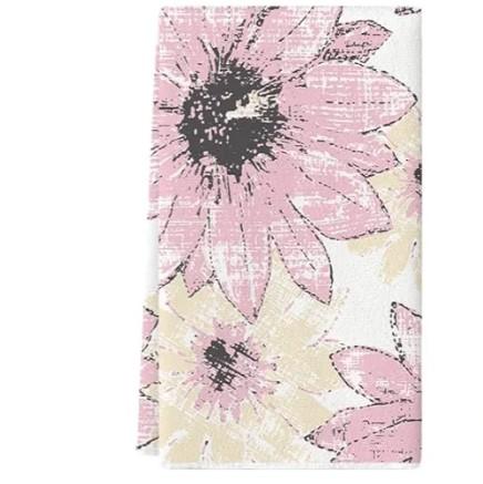 Artoid Mode Pink Floral Boho Kitchen Towels Dish Towels, 18x26 Inch Seasonal Spring Decoration Hand Towels Set of 2
