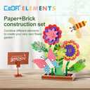 CaDA Flower Garden Building Toys, Paper & Brick 230 Pcs Flower Building Brick Kit with Flapping Bee Clip Brick Gift Toys for 6+ Year Old Girls Birthday, DIY STEM Gardening Building Set