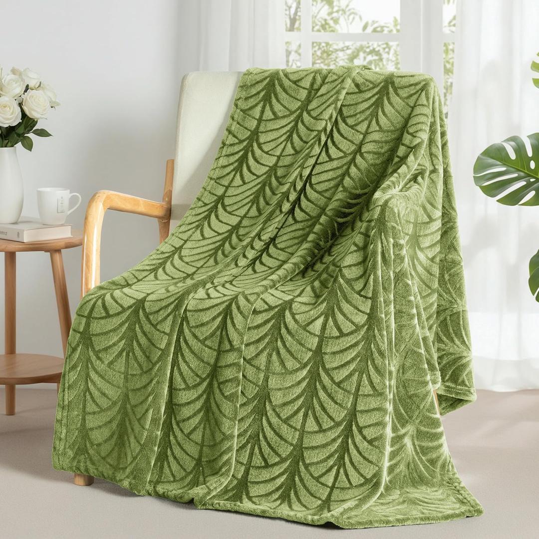 Whale Flotilla Flannel Fleece Throw Blanket for Couch, Soft Fluffy Velvet Sofa Blanket, Decorative Vintage Pattern, Cozy Warm Lightweight for Spring Summer, 50x60 Inch, Olive Green