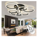 Modern LED Ceiling Light 7 Rings Dimmable Fixtures with Remote Black Close to Ceiling Light 31.8" 130W 3000K-6500K Flush Mount Ceiling Lamp for Living Room,Bedroom,Kitchen