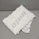 Extra Long Boho Farmhouse Shower Curtain Woven Fabric White Shower Curtain, 72 x 78 Tufted Pleat Floral Puffs Textured Modern Farmhouse Minimalist Shower Curtain Set with Hooks for Bathroom