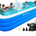 FOTING Inflatable Pool for Adults and Kids with Electric Pump & Carrying Bag, 120" X 72" X 23" Full-Sized Blow Up Pool Oversized Thickened Family Large Swimming Pool for Backyard Garden Outdoor Summer