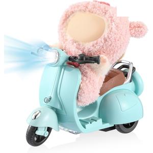 1 Pcs Doll Scooter Doll Vehicles Mini Electric Scooter Toy with Music & Lights Could Rotate 360 Dolls Accessories Cute Scooters Toy Ornaments Battery Not Included (Blue)