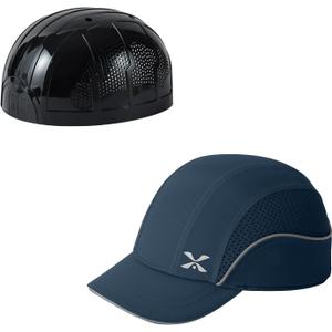 TIHEEN Unisex Safety Bump Cap, Baseball Hat Style with Reflective Stripes Lightweight and Breathable Hard Hat Head Protection Cap (Short Brim, 18109 Navy)