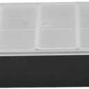 CHICIRIS Detachable Condiment Caddy with Transparent Lid, Durable Bar Garnish Container for Vegetables, for Snacks, Plastic, Black, 4 X Inner Compartment (6 Compartments)