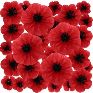 WILLBOND 30 Pcs 6,8,12 Inches Artificial Red Poppy Flowers Memorial Day Large Poppies Fake Flowers for Halloween Birthday Carnival Back to School Party Backdrop