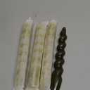 MAITREYA Olive Spiral Taper Candles - Conical Stick Handmade Twisted Candles, Set of 4 for Decoration, Weddings, Party, Church - Unscented, Dripless, 7.5 inch