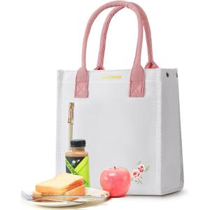 Lunch Box Bag Women Girls - Insulated Leakproof Waterproof Lightweight Reusable Cooler for Work Picnic - Back to School Teacher Mothers Day Christmas Birthday Gifts (1_White)