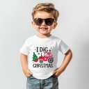 Kids Christmas Shirt  Toddler Boys Girls Holiday Outfit Santa Snowman Gingerbread Tree Gift T-Shirt 2T-8T (White)