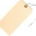 100 Large Tags with Elastic String Attached - # 8, 6 1/4" x 3 1/8" - Big Shipping Tags with Elastic String Loop and Reinforced Hole, Tie On Labels