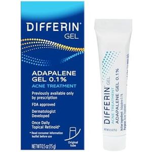 Differin Acne Treatment Gel, 30 Day Supply, Retinoid Treatment for Face with 0.1% Adapalene, Gentle Skin Care for Acne Prone Sensitive Skin, 15g Tube