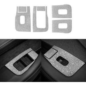 YHCDSEA Bling Rhinestone Bedazzled Crystal Trim Stickers for 2024-2026 Tesla Model 3 Highland/2025 2026 Model Y Juniper Accessories (Window Control)