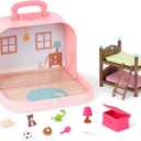 Lil Woodzeez  Bunk Beds Playset  Travel Toy  Compact Travel Suitcase  Dollhouse Furnitures & Accessories Included  Pretend Play for 3+ Years