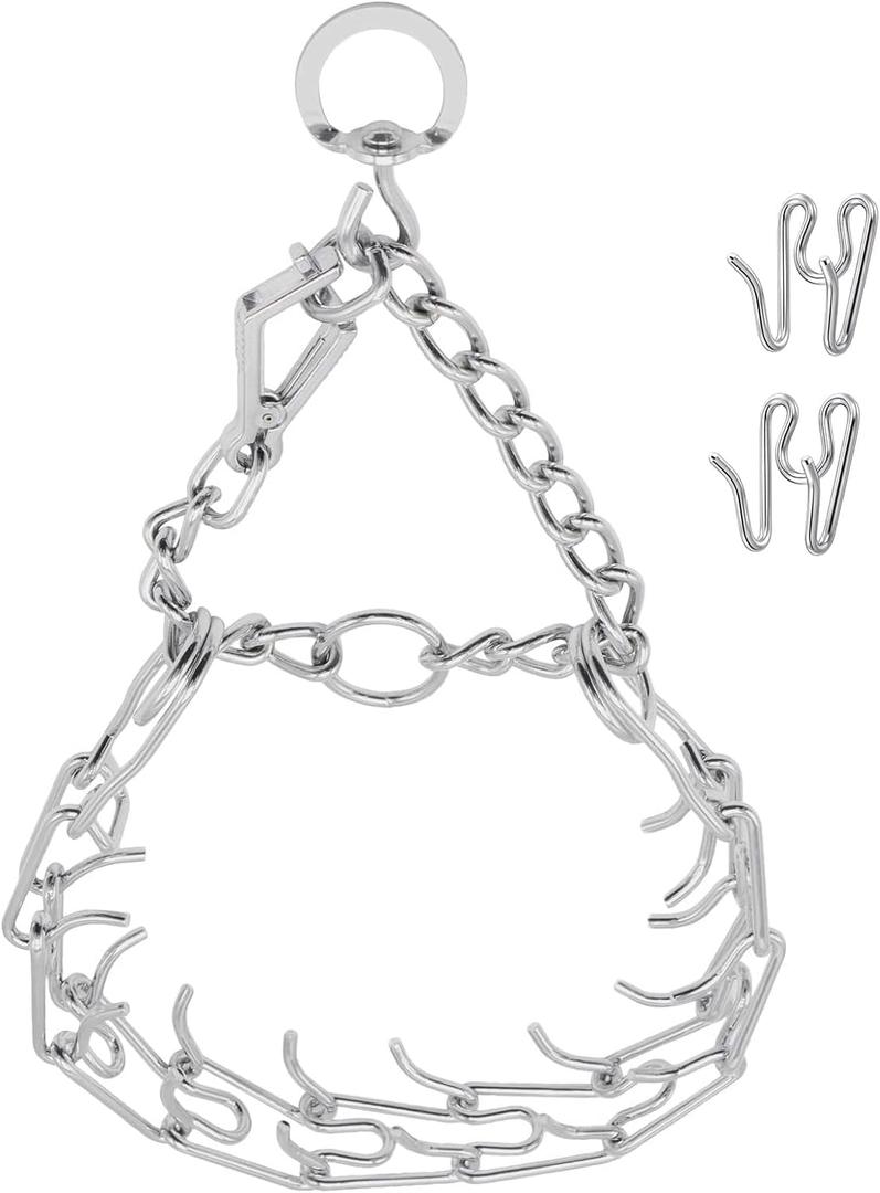 Prong Pinch Collar for Dogs with Quick Release Buckle, Adjustable Training Collar for Small Medium Large Dogs, Helps Prevent Dog from Pulling (3.8mm, Neck Size 27"-29"), Silver