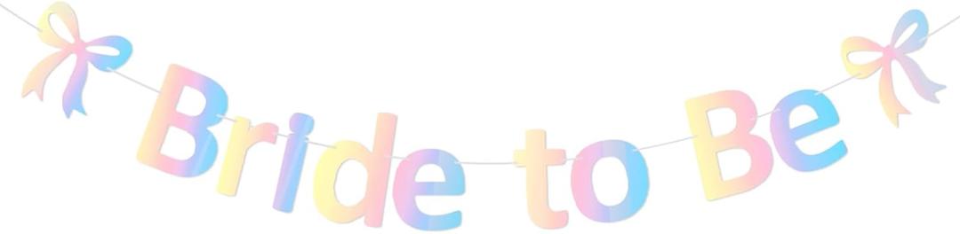 Pre-Strung Bride to Be Banner Glitter Bachelorette Party Banner Bridal Shower Garland for Bachelorette Party Bridal Shower Wedding Party Decorations (Irediscent)