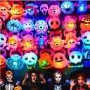 28PCS Halloween Light Up LED Rings, Non Candy Trick or Treats 3D Flashing Rings Toys Glow In the Dark Halloween Party Favor Ring Toy Gifts For Kids Adults Goodie Bag Stuffers