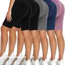 Diu Life 5 Pack High Waist Biker Shorts for Women - Buttery Soft 8" Womens Shorts for Workout, Yoga, Athletic, L-XL