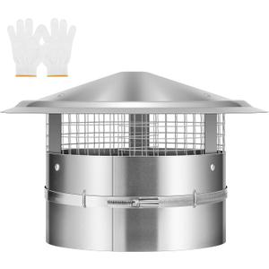 VIVOHOME 8" Cone Top Chimney Cap with Screen, Round Roof Rain Chimney Cover, Galvanized Steel Fireplace Exhaust Cap, Adjustable Roof Cap for Vent