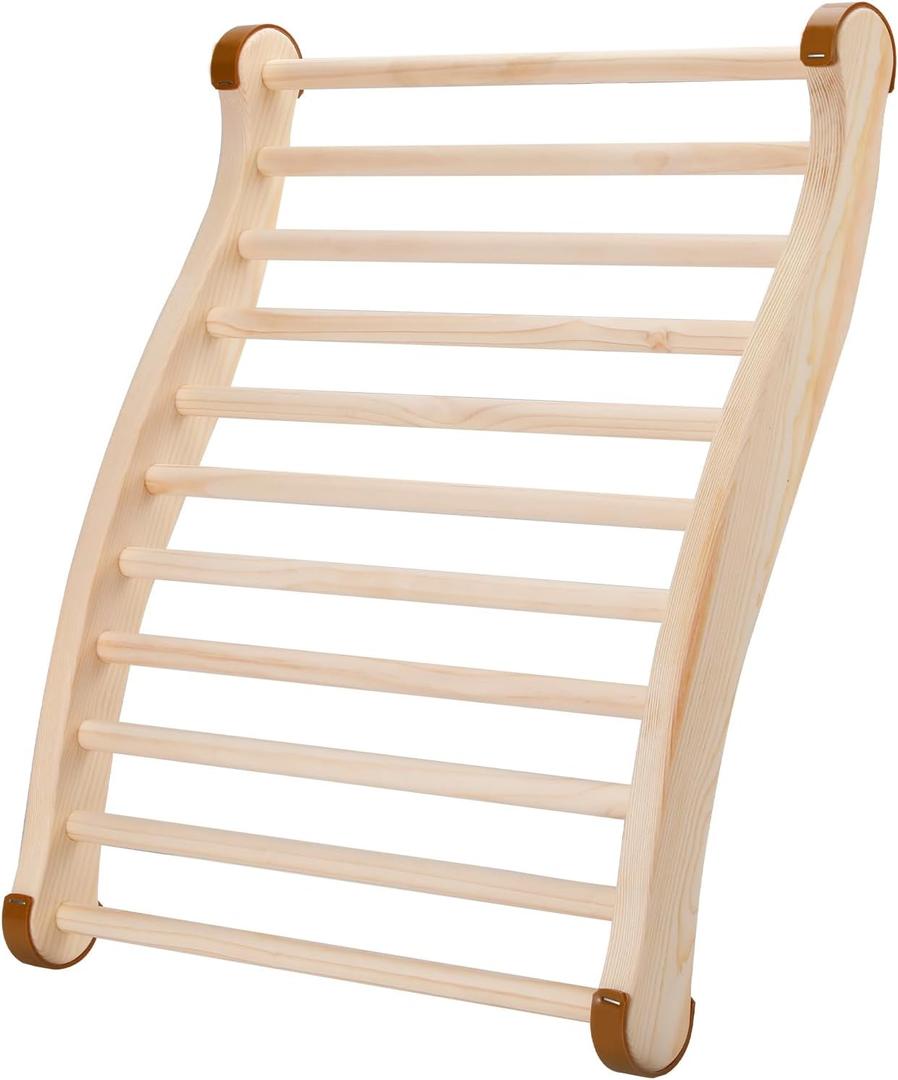 Sauna Backrest Sauna Accessories Wooden Slip-Resistant Non-Toxic Comfortable S-Shape Design Sauna Chair with Back, Sauna Accessories for Any Barrel or Infrared Sauna/