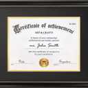 11x14 Diploma Frame with Mat or Display 15x18 Certificate without Mat, High Definition Tempered Glass, Acid-free Black Matt, Black with Gold Beads, Degree Frame for Graduation, 1 Pack, 15x18 Frame Matted for 11x14