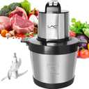 Large Capacity Food Processors,Electric Meat Grinder Veggie Chopper with Stainless Steel Bowl,3 Speeds,4 Bi-Level Blades and Spatula for Meat,Onion,Vegetables,Fruits(24 Cup Black)