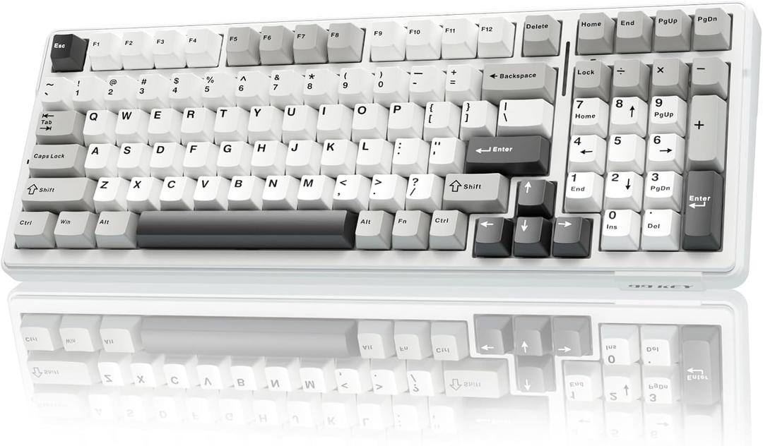 AULA F99 Wireless Mechanical Keyboard,Tri-Mode BT5.0/2.4GHz/USB-C Hot Swappable Custom Keyboard,Pre-lubed Linear Switches,RGB Backlit Computer Gaming Keyboards for PC/Tablet/PS/Xbox (Black&Grey&White)
