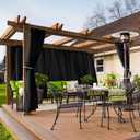 Outdoor Curtains for Patio - 4 Panels Waterproof Grommet Top Curtains, Gray Woven Textured Outside Curtain for Gazebo, Porch, Pergola, Cabana, Deck, Sunroom, 52W x 84L inch, Black