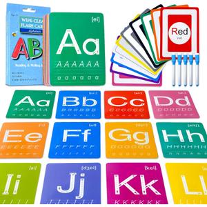 ABC Letter Flash Cards for Toddlers with 5 Dry Erase Pens, Preschool Learning Toys Alphabet Memory Game, 36PCS Double-side Flashcards,Letter Enlightenment, Early Education Flashcards for Kids Ages 1-5