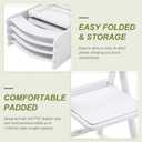 4 Pack Folding Chairs White Plastic Folding Chair Comfortable Resin Foldable Chair Lightweight Dining Chairs with PVC Padded Seats for Wedding Events Party Picnic Kitchen Garden Church Indoor Outdoor