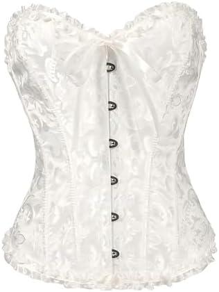 Ebinbum Corset Tops for Women Women's Lace Up Boned Overbust Bustier Lingerie Bodyshaper Top Bodysuit Large