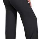 VOYJOY Straight Leggings Bottoms Wide Leg Pants for Women 29"/ 31.5"/33"/35" High Waist Stretch Casual Sweatpants (Black, L)
