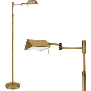 VONLUCE Dimmable LED Floor Lamp, 56" Floor Lamp for Living Room with Adjustable Height Swing Arms 3 Color Temperatures, Industrial Standing Pole Lamp for Bedroom Reading, Antique Brass