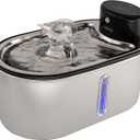 Wireless Cat Water Fountain Stainless Steel, 5200mAh Battery, Ultra Quiet, Automatic Water Dispenser for Cats, 108oz/3.2L, Two Flow Modes, BPA-Free, Multi-Filtration, Includes 2 Filters - Black