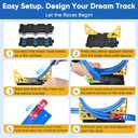 2 x Flexible Race Track for Kids, 16.5 Ft Flex Track Set with 4 Cars & 4 Suction Cups | Roll Up Race Car Track for Indoor & Outdoor Play | Portable Toy Car Ramp Track for Boys & Girls| Birthday Gift