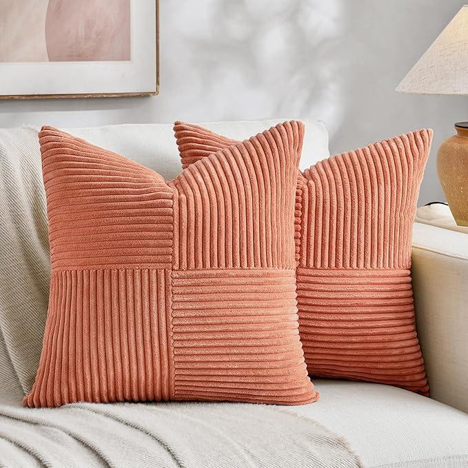 2 Packs Decorative Throw Pillow Covers 16x16 Inch for Living Room Couch, Rustic Farmhouse Boho Home Decor