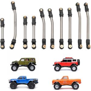 MEUS Racing SCX24 Links Titanium High Clearance Chassis Links & Steering Links Set for Axial SCX24 C10 Bronco Wrangler 1/24 RC Crawler(Titanium Alloy)