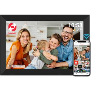 FRAMEO Digital Photo Frame WiFi 32GB 10.1 Inch 1280x800 IPS Touch Screen Digital Picture Frame Easy Setup Share Photo or Video via Frameo APP