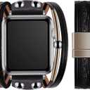 VIQIV Bracelet Band Compatible with Apple Watch Band 38mm 40mm 41mm 42mm 44mm 45mm 49mm Ultra for Women, Beaded Jewerly Fancy Leather Cuff Dressy Pretty Straps for iWatch Series SE 9/8/7/6/5/4/3/2