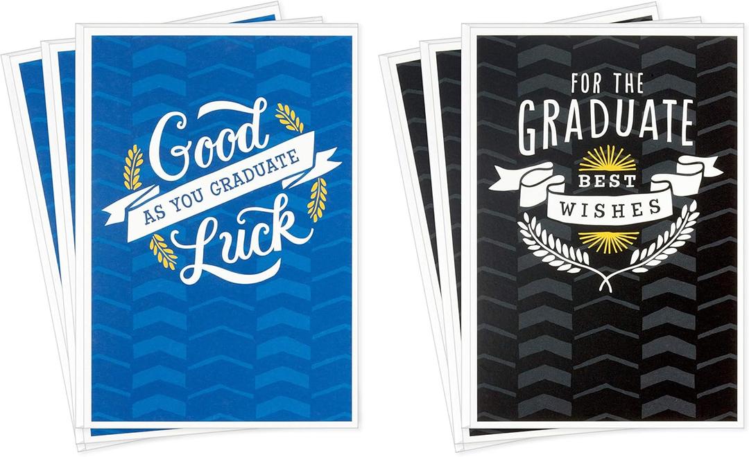 7 x Hallmark Graduation Cards Assortment, Good Luck (6 Cards with Envelopes, 2 Designs)