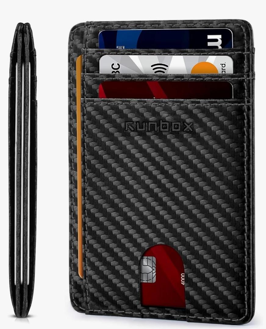 RUNBOX Slim ID Cases Minimalist Front Pocket RFID Blocking Leather Wallets for Men and Women Card Holder Wallets Gifts for men