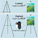 PUJIANG 63" Aluminum Easel Stand for Sign, Large Collapsible Easels for Display Posters/Whiteboard, Adjustable Height Artist Easel for Painting- Floor/Tabletop, Holds 25 lbs, 1pcs