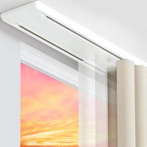 Double Curtain Track Ceiling Mount Rod, Heavy Duty Aluminum Track Set for Curtains, Silent Sliding Double Rail System for Drapes Living Room Bedroom Room Divider (White,1.1m(3.6ft))