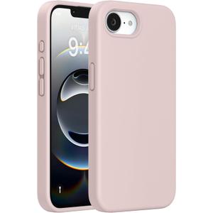 Miracase Compatible with iPhone 16e Case, [Soft Anti-Scratch Microfiber Lining], Liquid Silicone Case Gel Rubber Shockproof Drop Protection Phone Case for iPhone 16e, Sand Pink